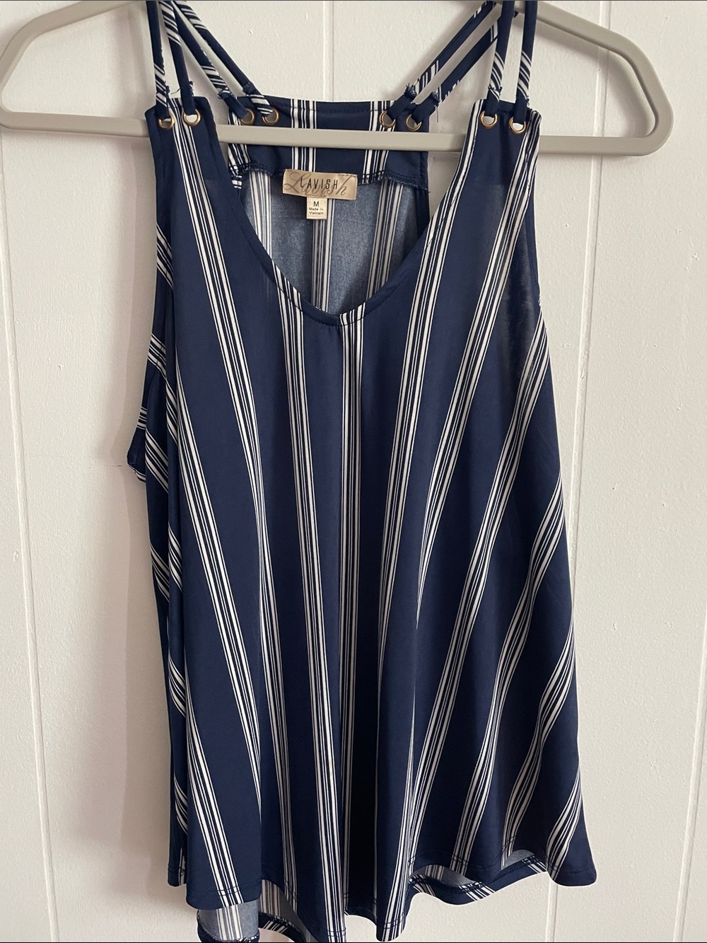 Lavish Navy and White Striped Double-Strap Cami